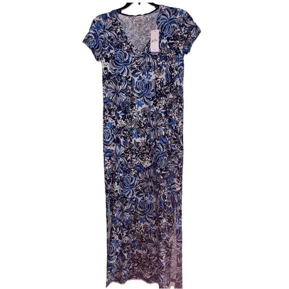 NWT Lilly Pulitzer Etta Maxi Dress Blue White Low Tide Navy Sz S‎ - Picture 4 of 8